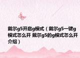 戴爾g5開啟g模式（戴爾g5一鍵g模式怎么開 戴爾g5的g模式怎么開介紹）