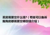 買房需要交什么錢?（有誰(shuí)可以告訴我購(gòu)房都需要交哪些錢介紹）