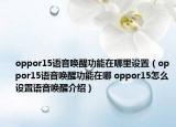 oppor15語音喚醒功能在哪里設(shè)置（oppor15語音喚醒功能在哪 oppor15怎么設(shè)置語音喚醒介紹）