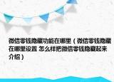 微信零錢(qián)隱藏功能在哪里（微信零錢(qián)隱藏在哪里設(shè)置 怎么樣把微信零錢(qián)隱藏起來(lái)介紹）