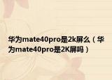 華為mate40pro是2k屏么（華為mate40pro是2K屏嗎）