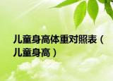 兒童身高體重對照表（兒童身高）