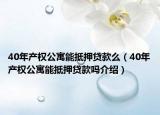 40年產(chǎn)權公寓能抵押貸款么（40年產(chǎn)權公寓能抵押貸款嗎介紹）
