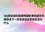 QQ投訴成功后填寫回執(zhí)號(hào)和成功憑據(jù)單擊下一步總是顯示系統(tǒng)正在忙什么