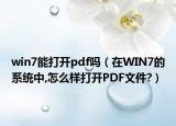 win7能打開pdf嗎（在WIN7的系統(tǒng)中,怎么樣打開PDF文件?）