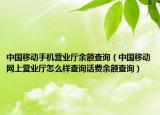 中國移動手機(jī)營業(yè)廳余額查詢（中國移動網(wǎng)上營業(yè)廳怎么樣查詢話費(fèi)余額查詢）