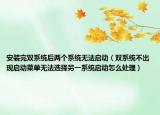 安裝完雙系統(tǒng)后兩個(gè)系統(tǒng)無(wú)法啟動(dòng)（雙系統(tǒng)不出現(xiàn)啟動(dòng)菜單無(wú)法選擇另一系統(tǒng)啟動(dòng)怎么處理）