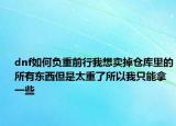 dnf如何負重前行我想賣掉倉庫里的所有東西但是太重了所以我只能拿一些