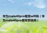 華為mate40pro有雙wifi嗎（華為mate40pro有雙系統(tǒng)嗎）