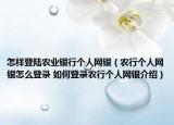 怎樣登陸農(nóng)業(yè)銀行個(gè)人網(wǎng)銀（農(nóng)行個(gè)人網(wǎng)銀怎么登錄 如何登錄農(nóng)行個(gè)人網(wǎng)銀介紹）