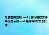 電腦右鍵出現(xiàn)cmd（鼠標右鍵文件夾里顯示有cmd,是病毒嗎?怎么處理）