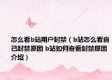 怎么看b站用戶封禁（b站怎么看自己封禁原因 b站如何查看封禁原因介紹）