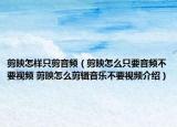 剪映怎樣只剪音頻（剪映怎么只要音頻不要視頻 剪映怎么剪輯音樂(lè)不要視頻介紹）