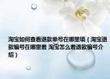 淘寶如何查看退款單號在哪里填（淘寶退款編號在哪里看 淘寶怎么看退款編號介紹）