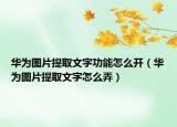 華為圖片提取文字功能怎么開（華為圖片提取文字怎么弄）