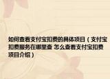 如何查看支付寶扣費的具體項目（支付寶扣費服務在哪里查 怎么查看支付寶扣費項目介紹）