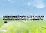 如何把微博離線緩存視頻下載到手機(jī)（微博離線緩存的視頻在哪里保存到手機(jī) 怎么保存到手機(jī)介紹）
