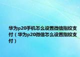 華為p20手機(jī)怎么設(shè)置微信指紋支付（華為p20微信怎么設(shè)置指紋支付）