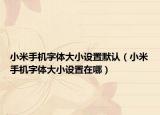 小米手機(jī)字體大小設(shè)置默認(rèn)（小米手機(jī)字體大小設(shè)置在哪）