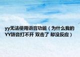 yy無法使用語音功能（為什么我的YY語音打不開 雙擊了 卻沒反應）
