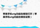 蘋果手機otg功能在哪里打開（蘋果手機otg功能在哪里設置）