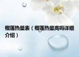 榴蓮熱量表（榴蓮熱量高嗎詳細介紹）
