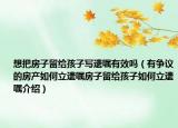 想把房子留給孩子寫遺囑有效嗎（有爭議的房產(chǎn)如何立遺囑房子留給孩子如何立遺囑介紹）