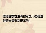 微信退群群主有提示么（微信退群群主會收到提示嗎）