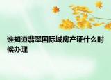 誰知道翡翠國際城房產(chǎn)證什么時候辦理