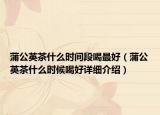 蒲公英茶什么時間段喝最好（蒲公英茶什么時候喝好詳細介紹）
