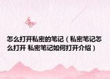 怎么打開私密的筆記（私密筆記怎么打開 私密筆記如何打開介紹）