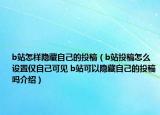 b站怎樣隱藏自己的投稿（b站投稿怎么設(shè)置僅自己可見 b站可以隱藏自己的投稿嗎介紹）