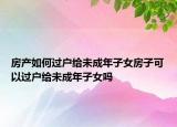 房產(chǎn)如何過戶給未成年子女房子可以過戶給未成年子女嗎
