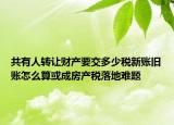 共有人轉(zhuǎn)讓財產(chǎn)要交多少稅新賬舊賬怎么算或成房產(chǎn)稅落地難題