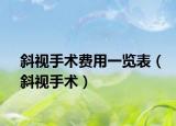 斜視手術(shù)費(fèi)用一覽表（斜視手術(shù)）