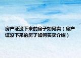 房產(chǎn)證沒下來的房子如何賣（房產(chǎn)證沒下來的房子如何買賣介紹）