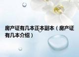 房產(chǎn)證有幾本正本副本（房產(chǎn)證有幾本介紹）