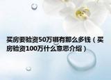 買房要驗資50萬哪有那么多錢（買房驗資100萬什么意思介紹）