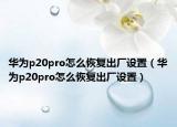 華為p20pro怎么恢復(fù)出廠設(shè)置（華為p20pro怎么恢復(fù)出廠設(shè)置）