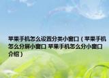 蘋果手機(jī)怎么設(shè)置分類小窗口（蘋果手機(jī)怎么分屏小窗口 蘋果手機(jī)怎么分小窗口介紹）