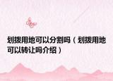 劃撥用地可以分割嗎（劃撥用地可以轉(zhuǎn)讓嗎介紹）