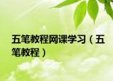 五筆教程網(wǎng)課學(xué)習(xí)（五筆教程）