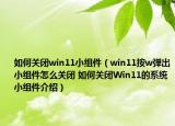 如何關(guān)閉win11小組件（win11按w彈出小組件怎么關(guān)閉 如何關(guān)閉Win11的系統(tǒng)小組件介紹）