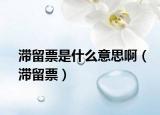 滯留票是什么意思啊（滯留票）