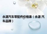 永源汽車零配件價格表（永源 汽車品牌）