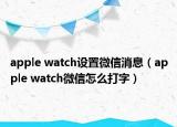 apple watch設(shè)置微信消息（apple watch微信怎么打字）
