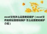 excel文檔怎么設(shè)置密碼保護(hù)（excel文件如何設(shè)置密碼保護(hù) 怎么設(shè)置密碼保護(hù)介紹）
