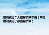 建設銀行個人信用貸款申請（中國建設銀行小額信用貸款）