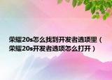 榮耀20s怎么找到開發(fā)者選項里（榮耀20s開發(fā)者選項怎么打開）