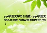 ppt頁腳文字怎么設(shè)置（ppt頁腳文字怎么設(shè)置 在哪設(shè)置頁腳文字介紹）